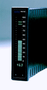 Panelmeter mit 4 Grenzwerten und digitalnazeige, frei programmierbare Eingänge, 0..10 V DC, 0 oder 4...20 mA.Die eingestellten Grenzwerte werden ebenfalls durch Leuchtbalken signalisiert.     Zur      A n i m a t  i o n    der Anzeige auf Bild klicken  